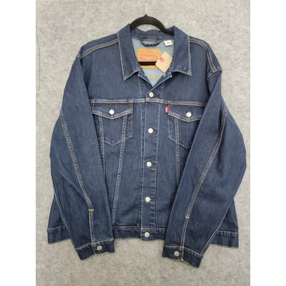 Levis Trucker Jean Jacket Mens XL Dark Blue Indigo Rinse Denim 723342511